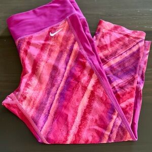 Nike Pink & Purple Striped Performance Capri Leggings